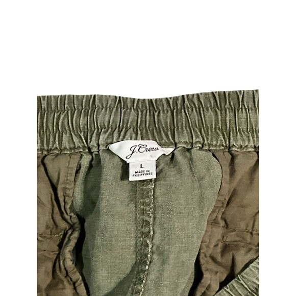 J.Crew Woman L Olive Green Linen Blend Drawstring Pull On Casual Shorts Pocket - Picture 3 of 5